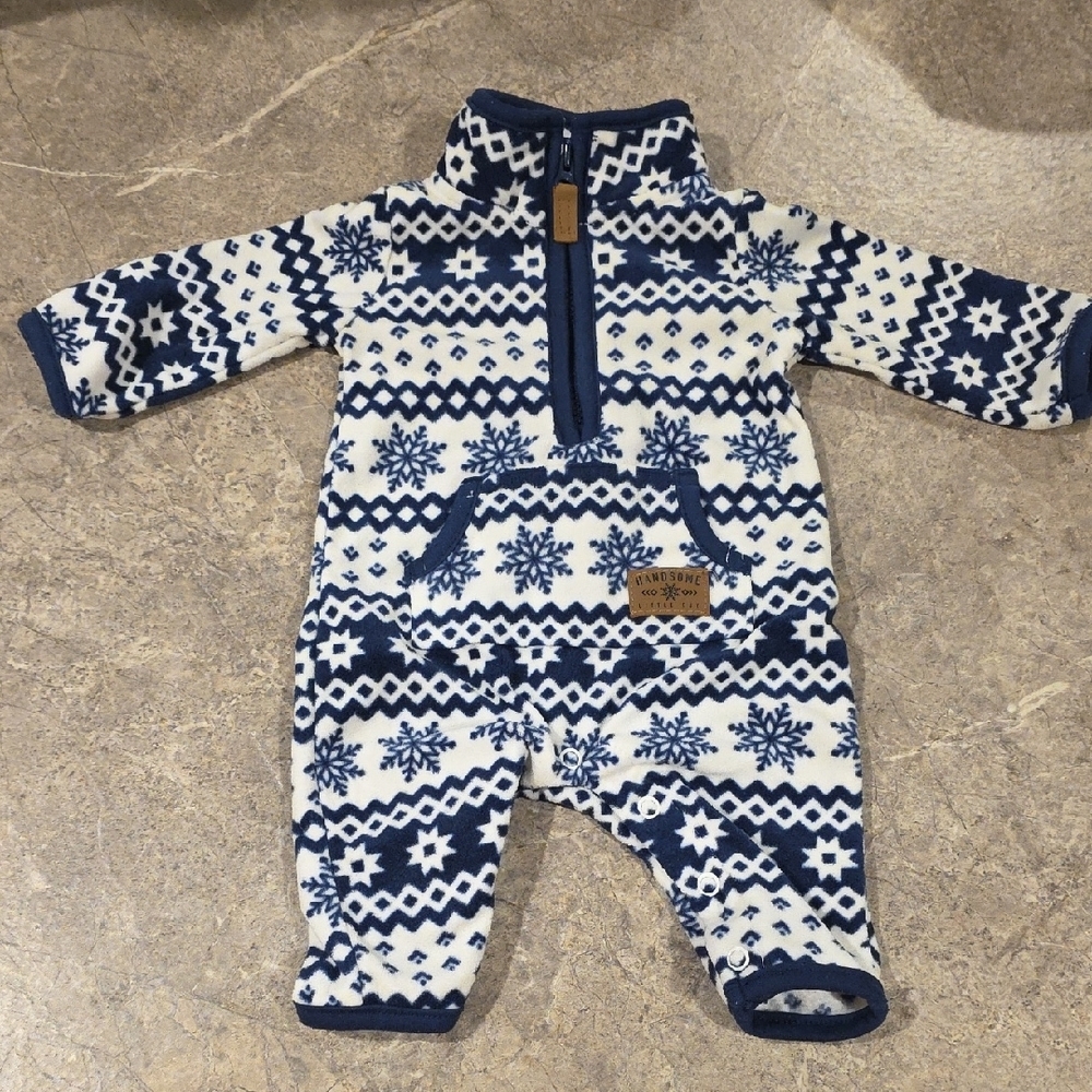 Carter's Navy and White Snowflake Footie